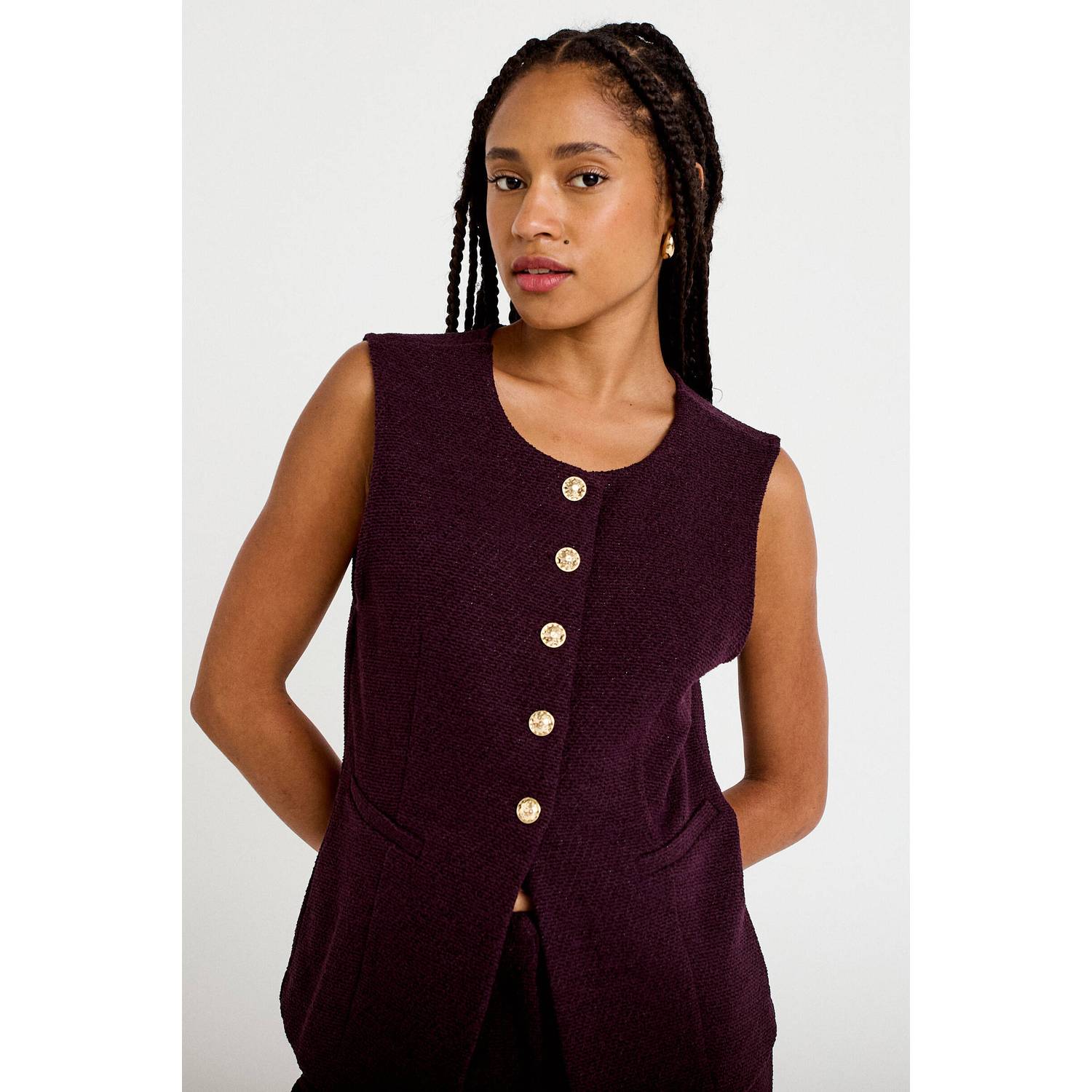 Cache gilet donkerpaars