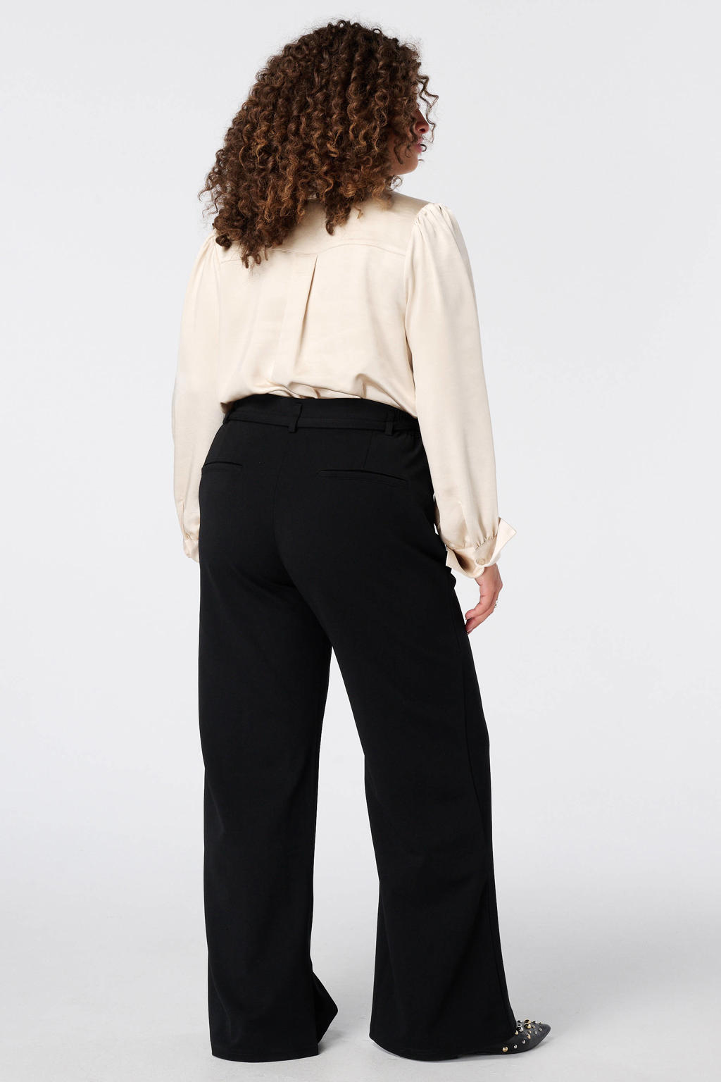 MS Mode flared broek met ceintuur Plus Size - zwart