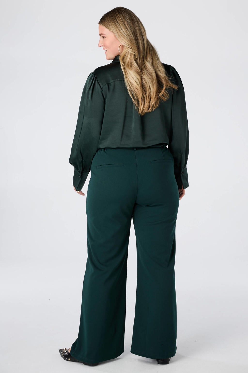 MS Mode flared broek Plus Size - donkergroen