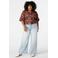 MS Mode gebloemde jacquard jas Plus Size - bruin