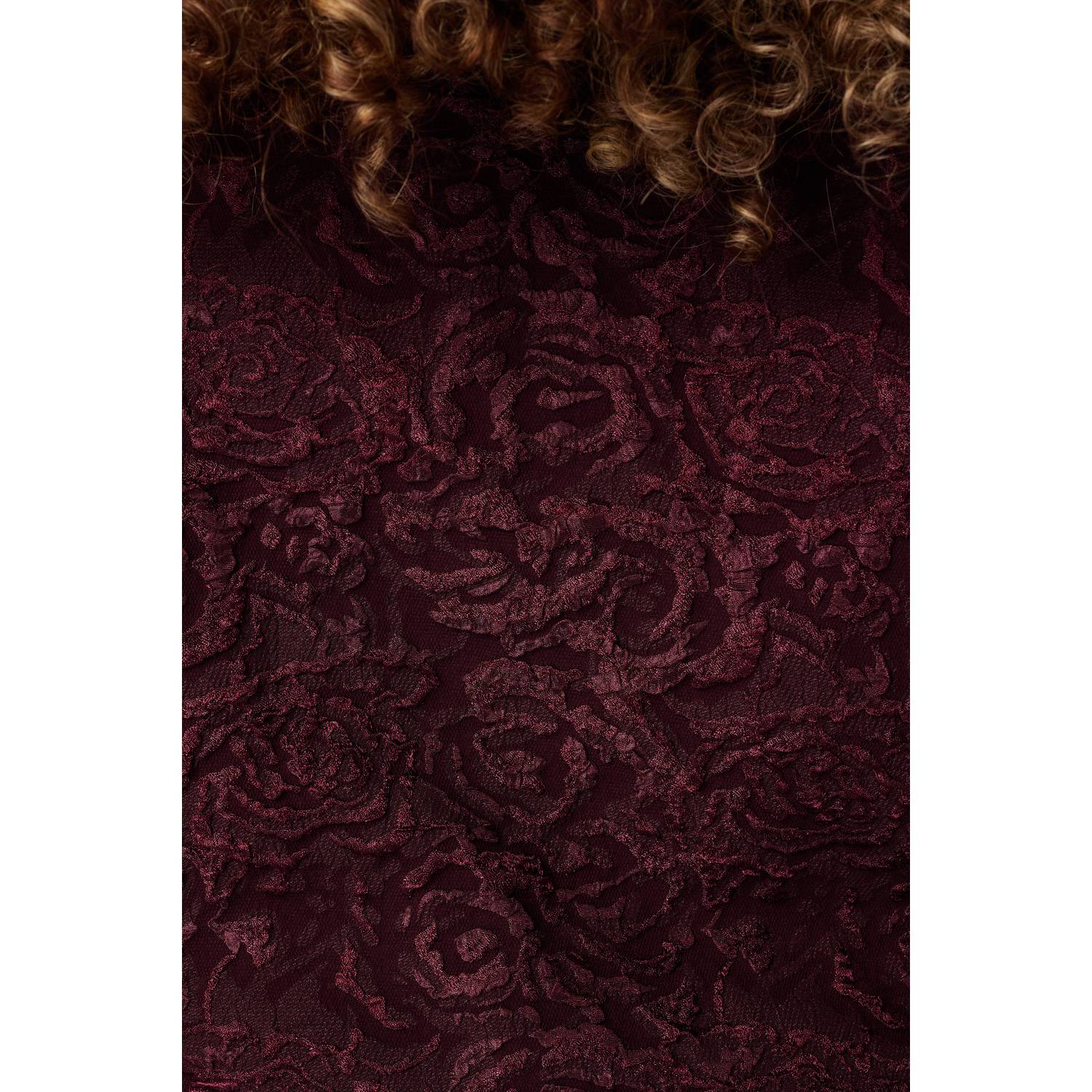 MS Mode jacquard gebloemde jas Plus Size donkerrood