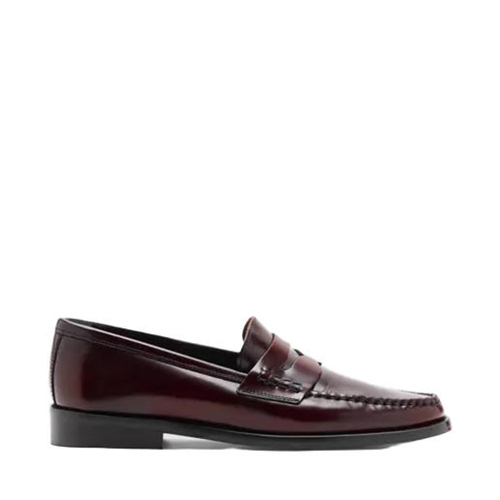 Bordeaux dames Mango leren loafers - rood
