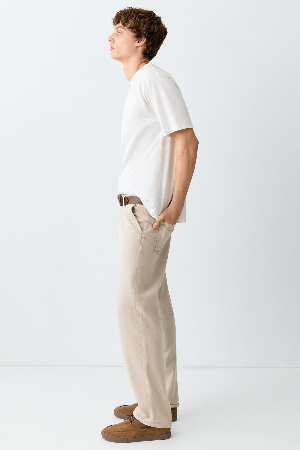 MANGO TEEN regular fit straight leg jeans - beige