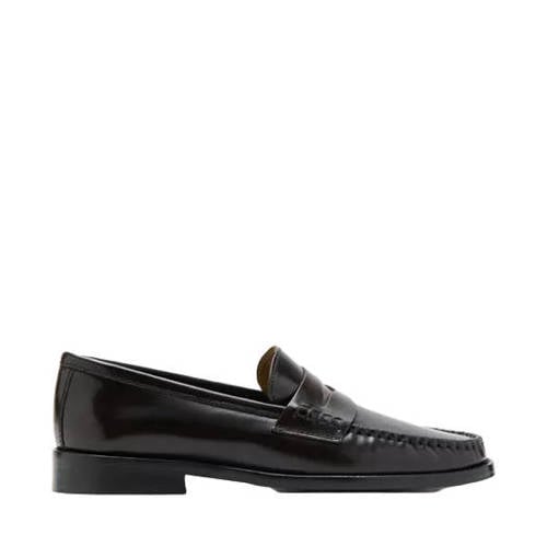 Mango leren loafers donkerbruin