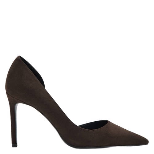 Mango pumps met naaldhak donkerbruin