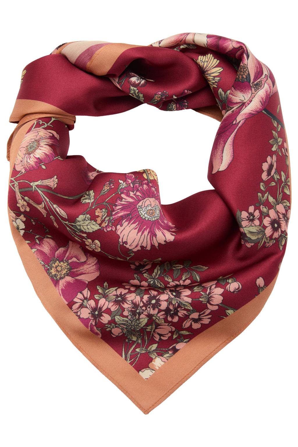 Mango sjaal met bloemenprint rood