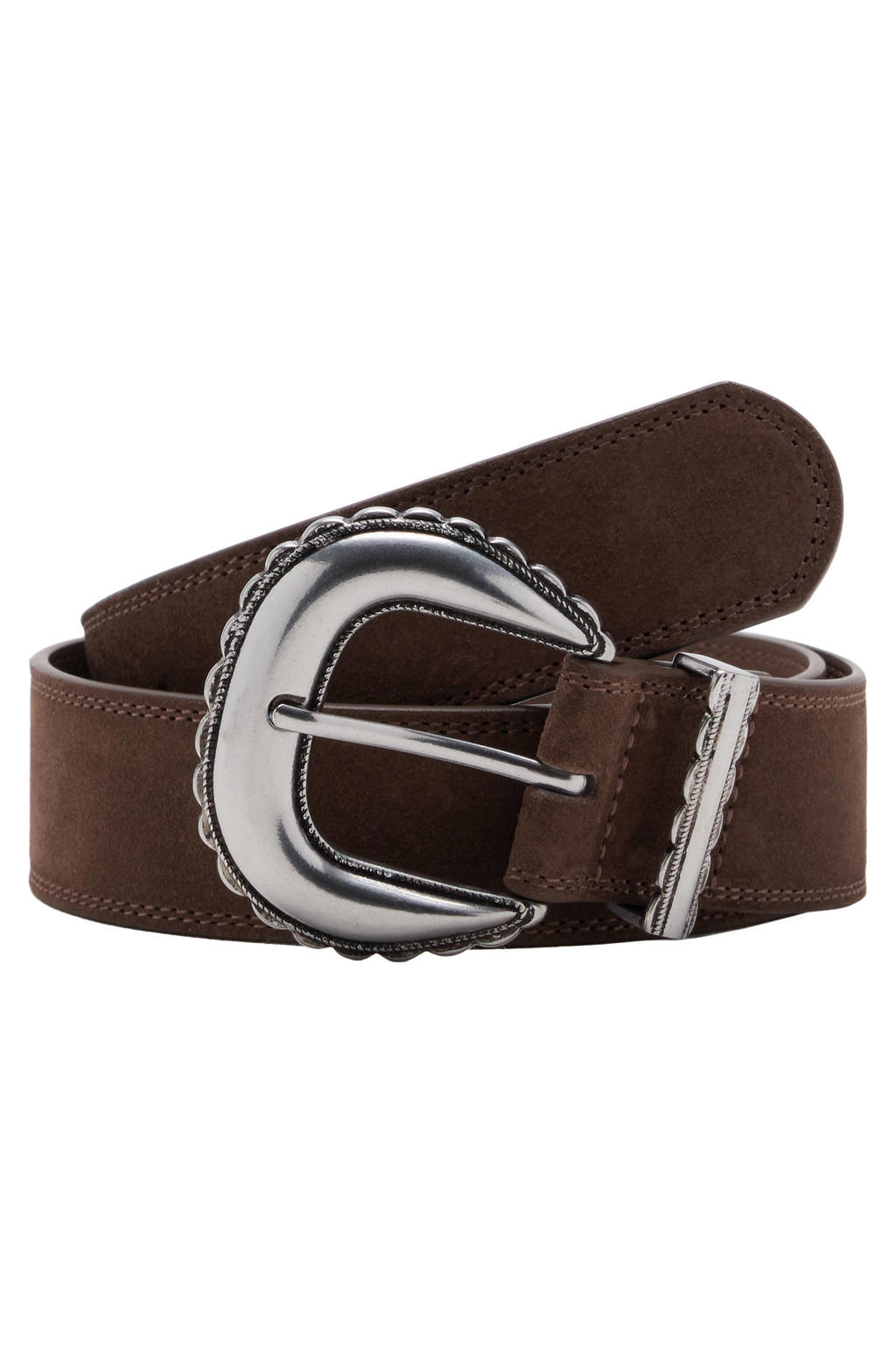 Mango suede riem donkerbruin