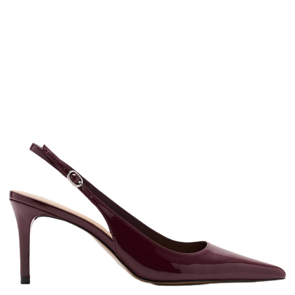 Bordeaux dames Mango lakleren slingback pumps met naaldhak - met gesp