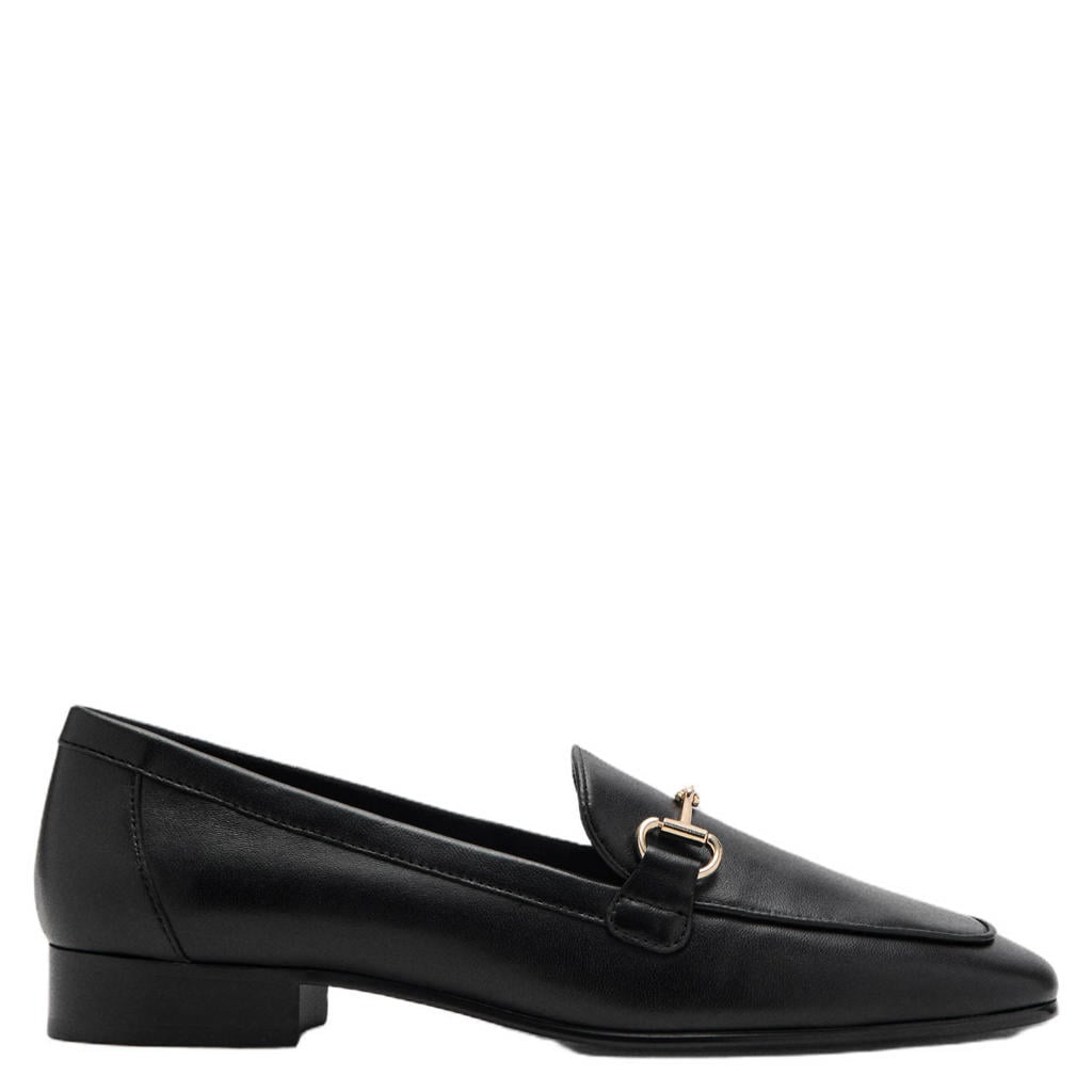 Zwarte dames Mango leren loafers -