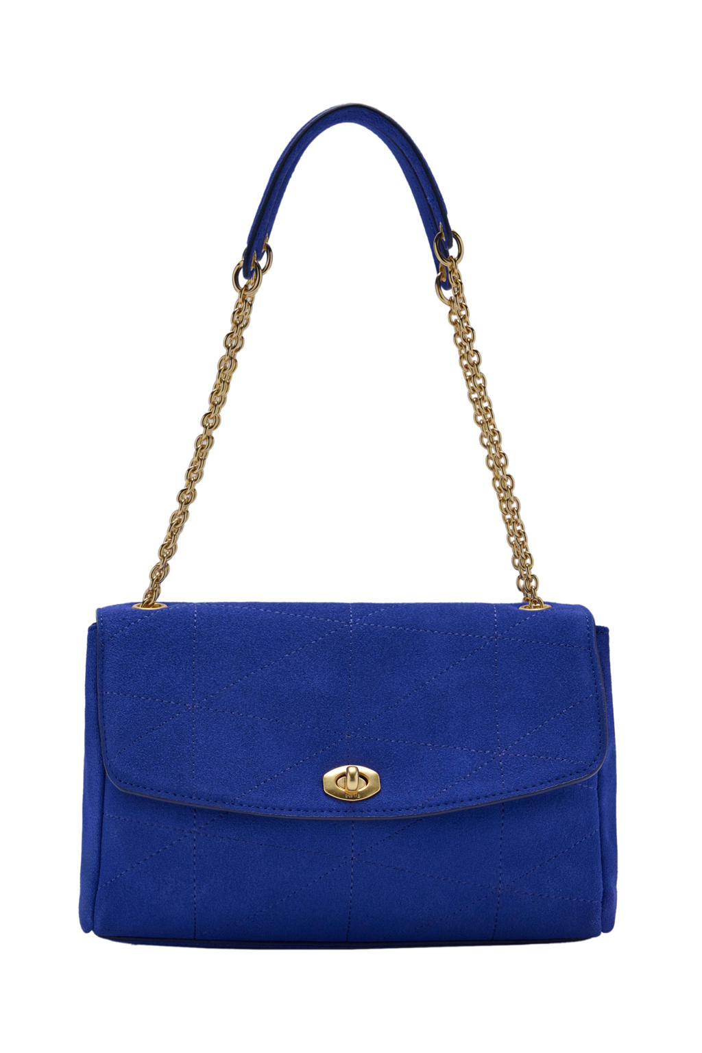 Mango suede schoudertas blauw