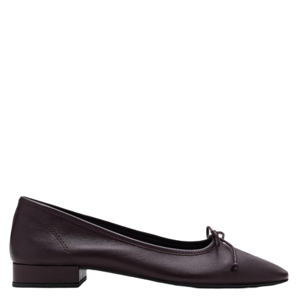 Aubergine dames Mango leren ballerina's -