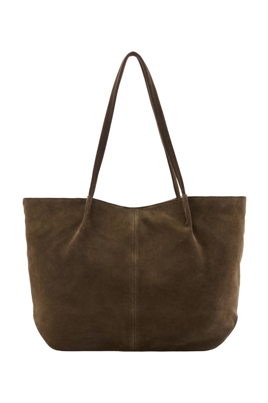 Mango suede shopper bruin
