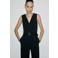 Mango jumpsuit met krijtstreep en ceintuur - marineblauw
