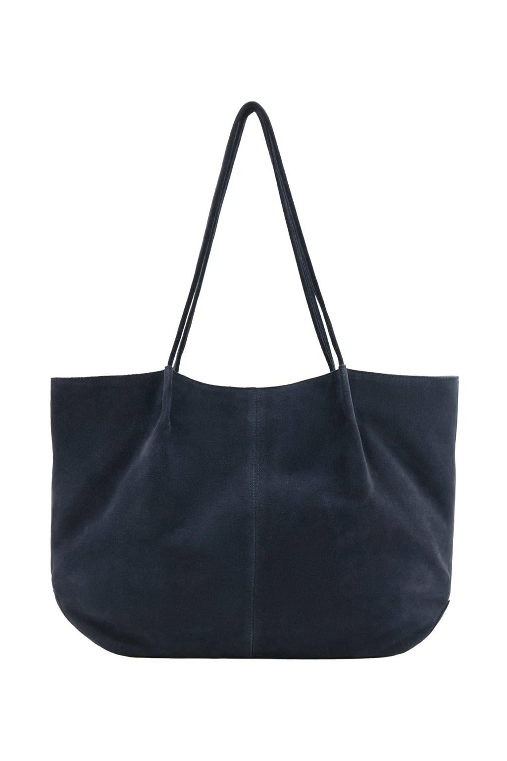 Mango suede shopper blauw