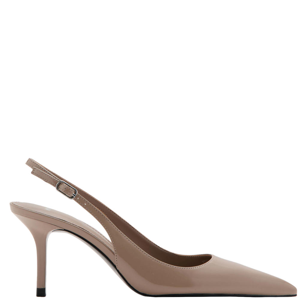 Beige dames Mango lakleren slingback pumps met naaldhak - met gesp