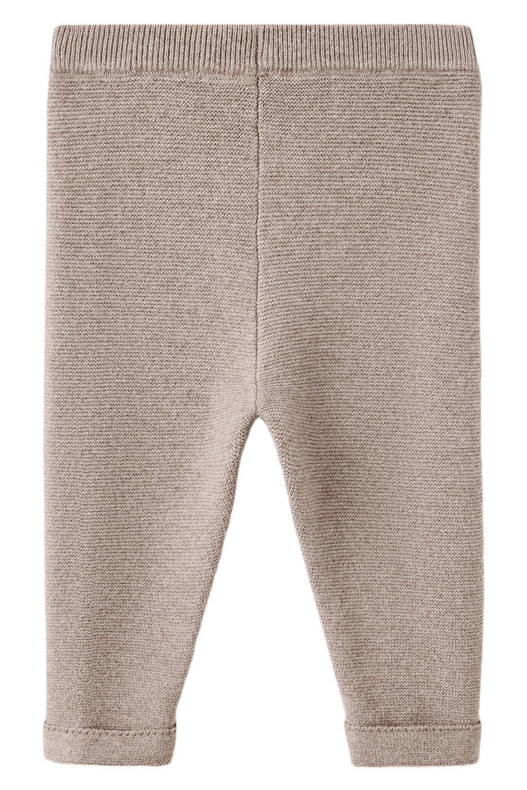 Lichtbruine meisjes Mango Kids babybroek van katoen met elastische tailleband en effen
