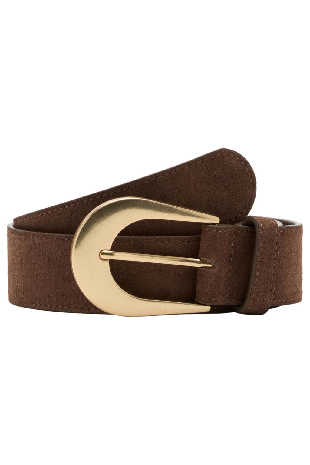 Mango suede riem donkerbruin