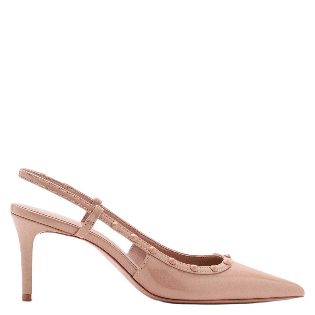Lichtroze dames Mango lakleren slingback pumps met naaldhak -
