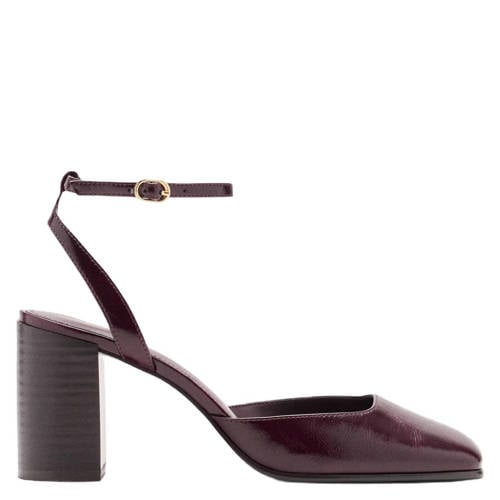 Mango lakleren pumps met blokhak bordeaux