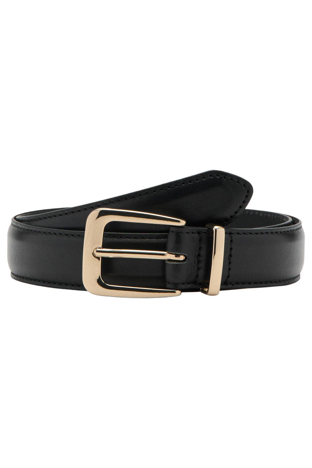 Mango leren riem zwart