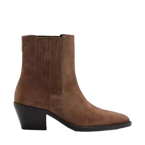 Mango western suède cowboylaarzen cognac