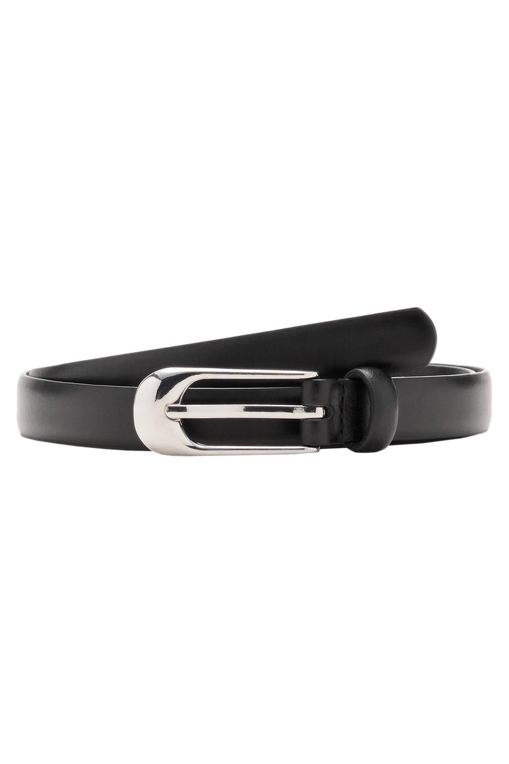 Mango leren riem zwart