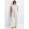 Mango jumpsuit met ceintuur - ecru
