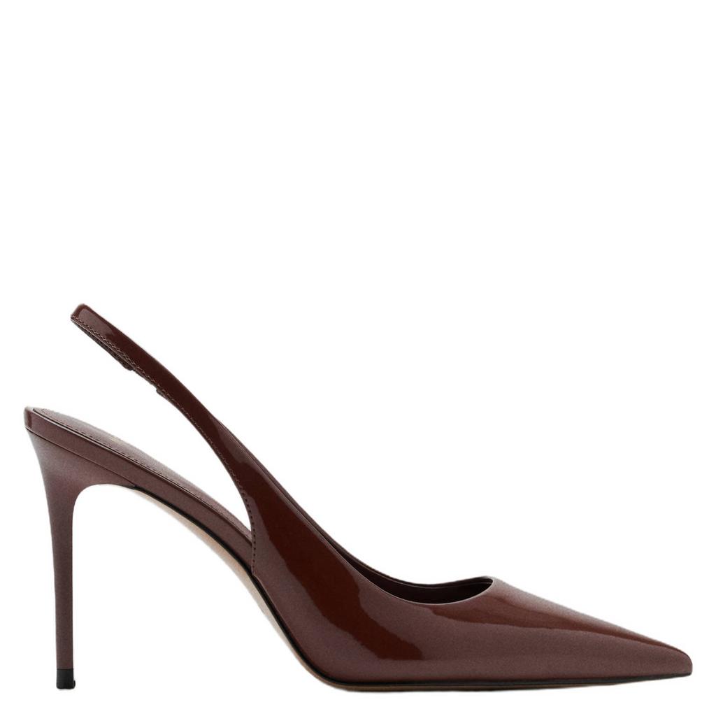 Bruine dames Mango lakleren slingback pumps met naaldhak -