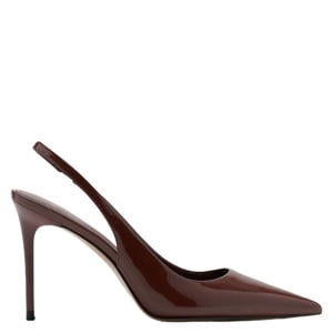 lakleren slingback pumps met naaldhak - bruin