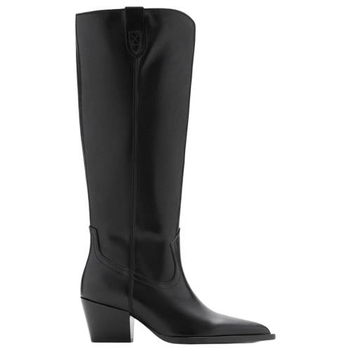 Mango western leren laarzen zwart