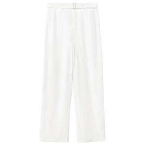 straight leg broek met ceintuur - ecru