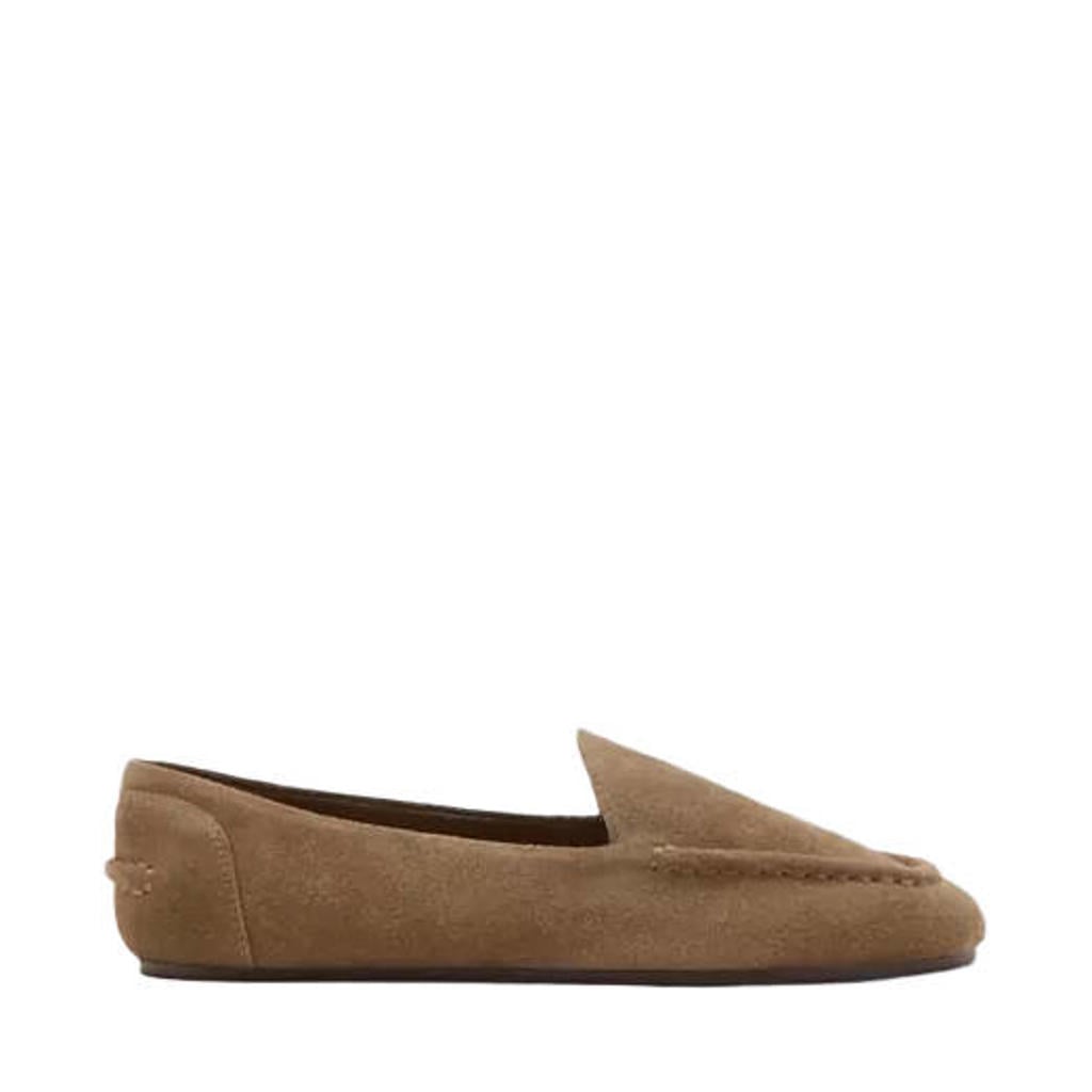 Camelkleurige dames Mango suède loafers -