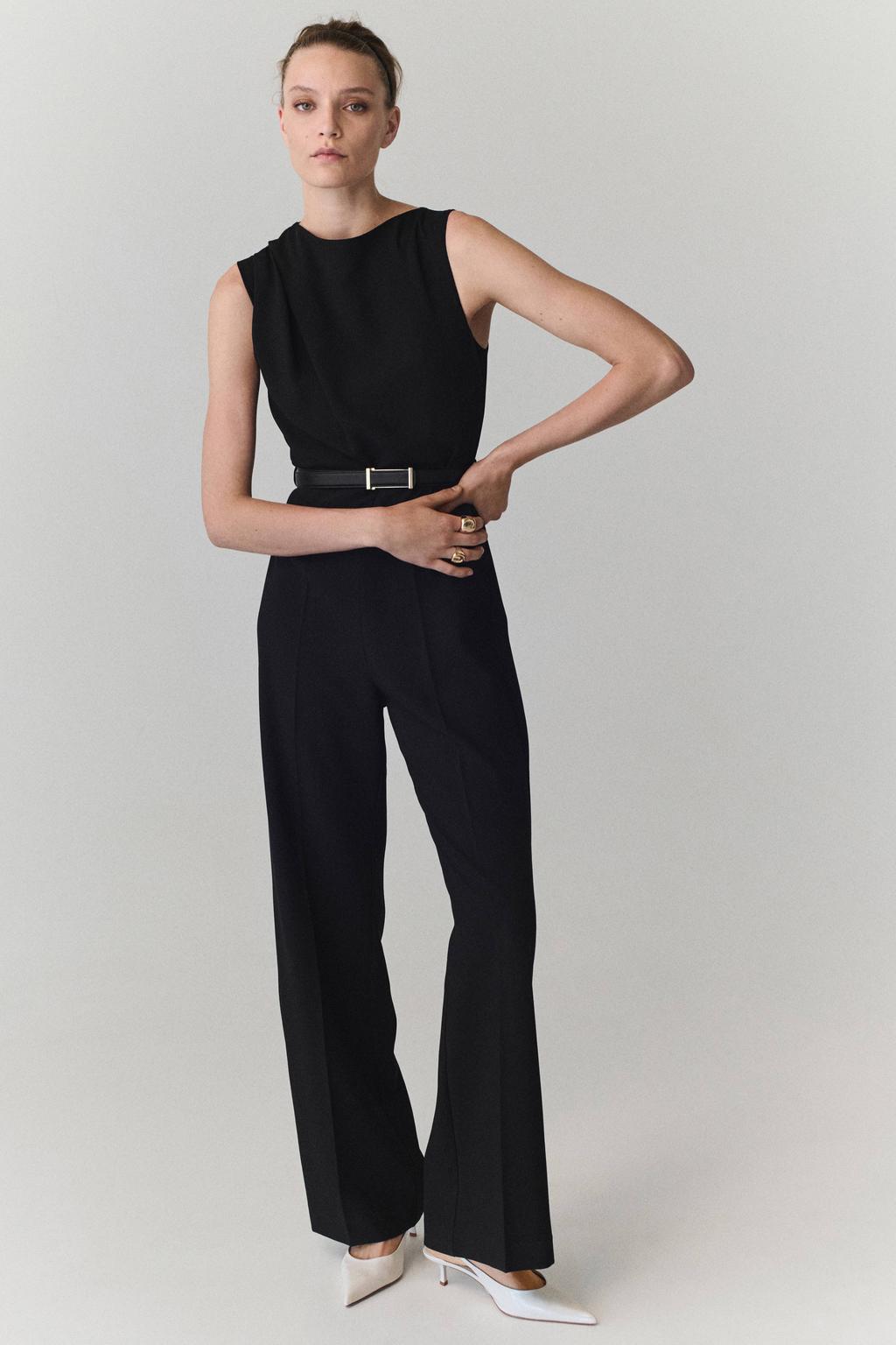Mango jumpsuit met ceintuur - zwart