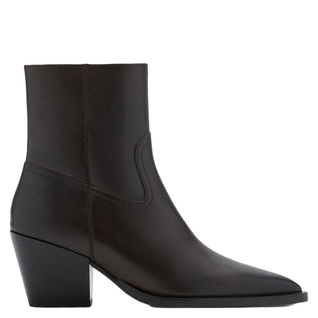 Donkerblauwe dames Mango western leren cowboy boots - met ritssluiting
