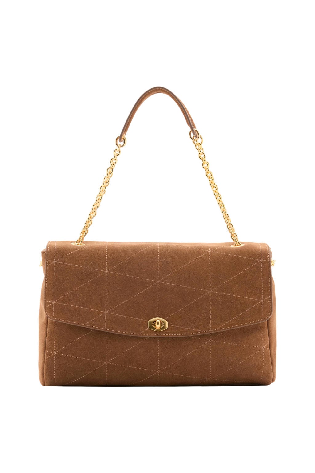 Mango suede schoudertas bruin