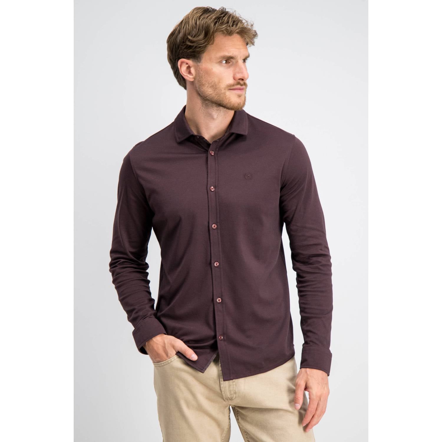 GABBIANO regular fit casual overhemd donkerrood