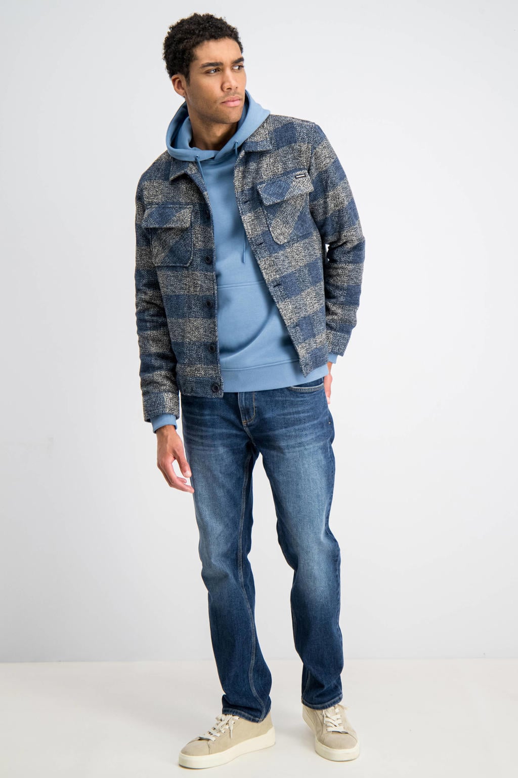 GABBIANO regular fit geruit overshirt - blauw
