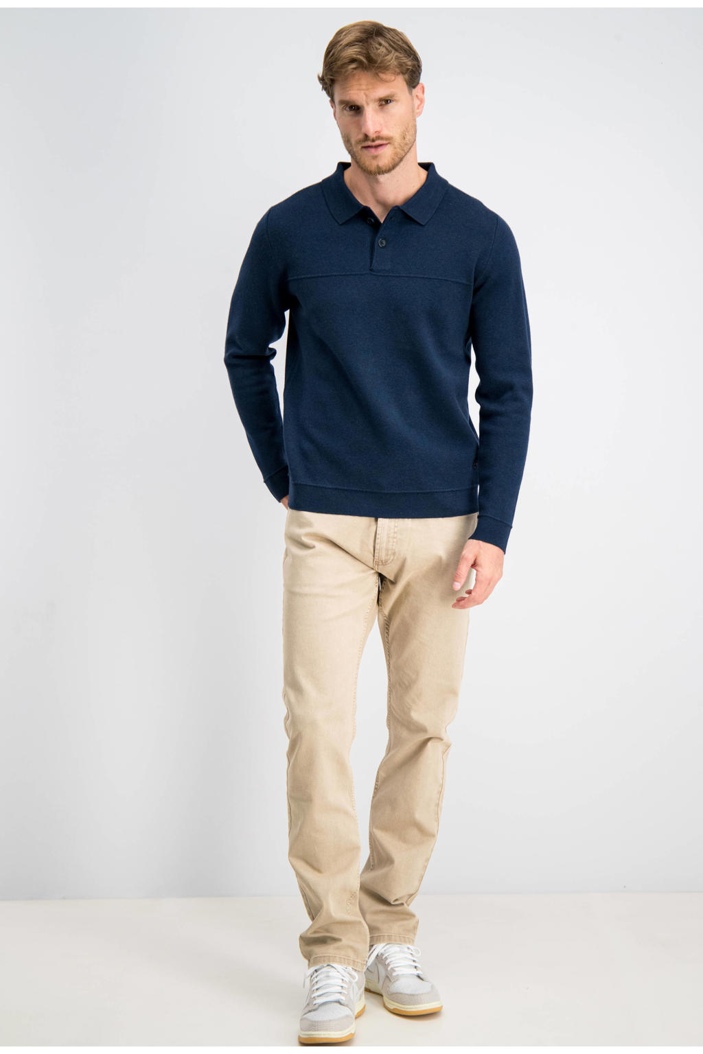 GABBIANO regular fit gebreide trui met wol - donkerblauw