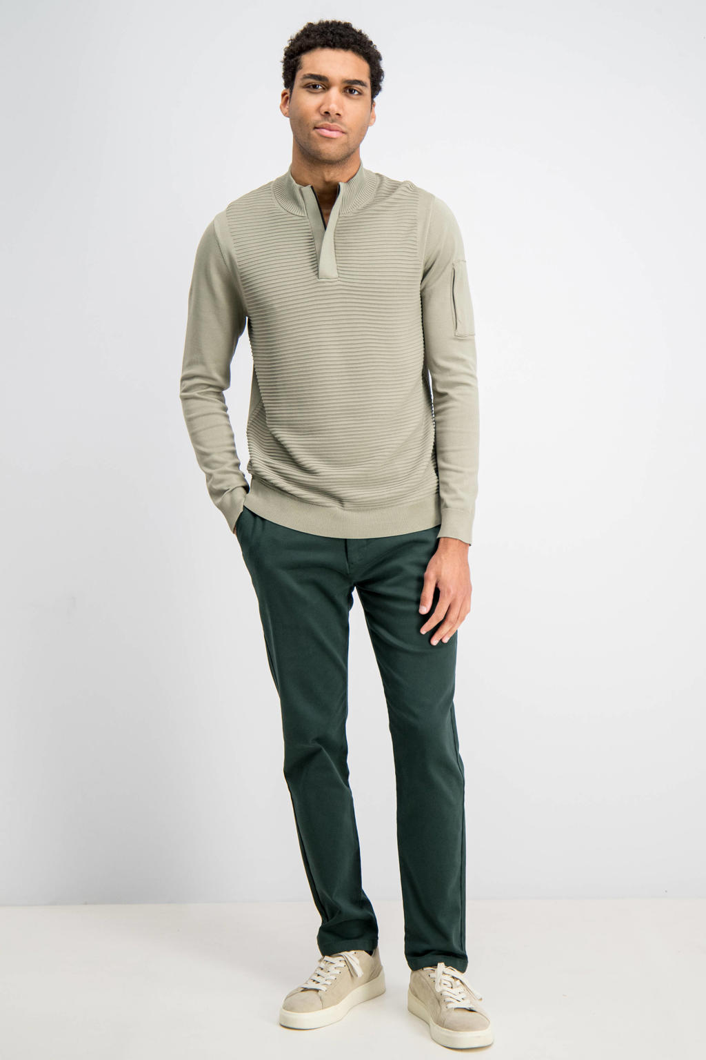 GABBIANO regular fit gebreide trui - sage green