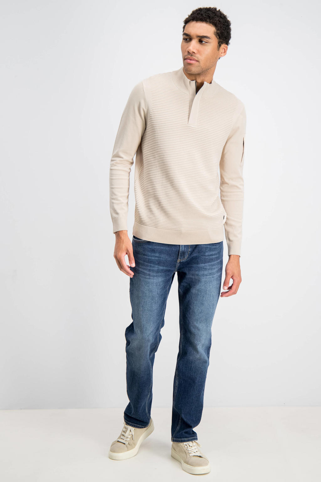GABBIANO regular fit gebreide trui - coastal sand