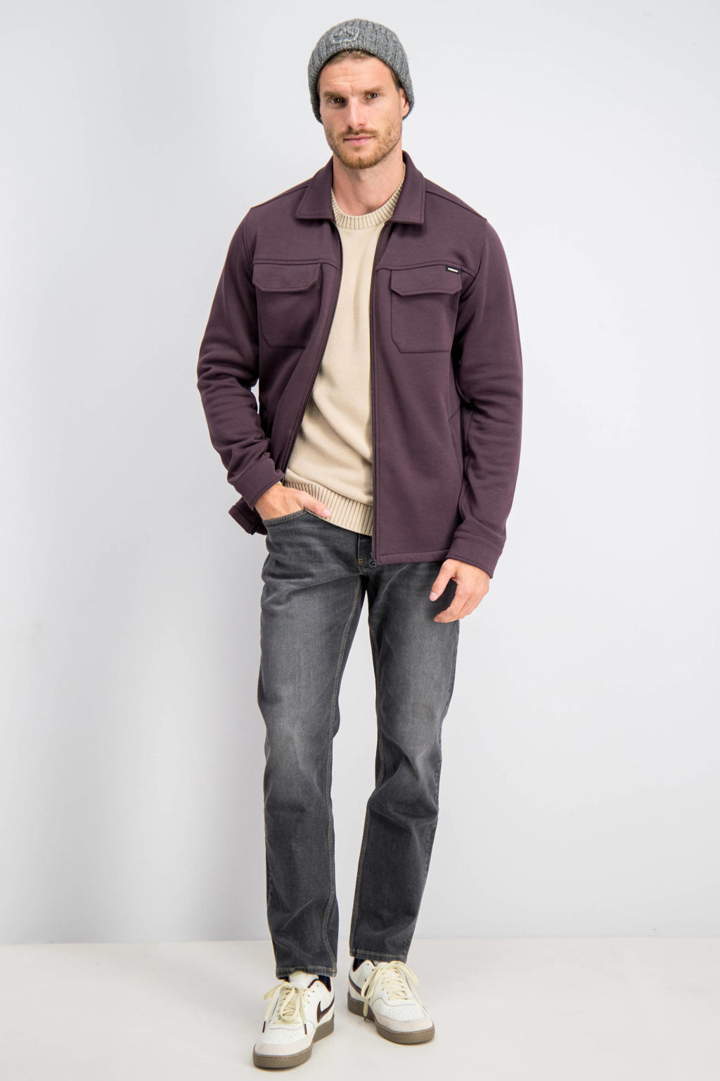 GABBIANO regular fit overshirt - burnt bordeaux