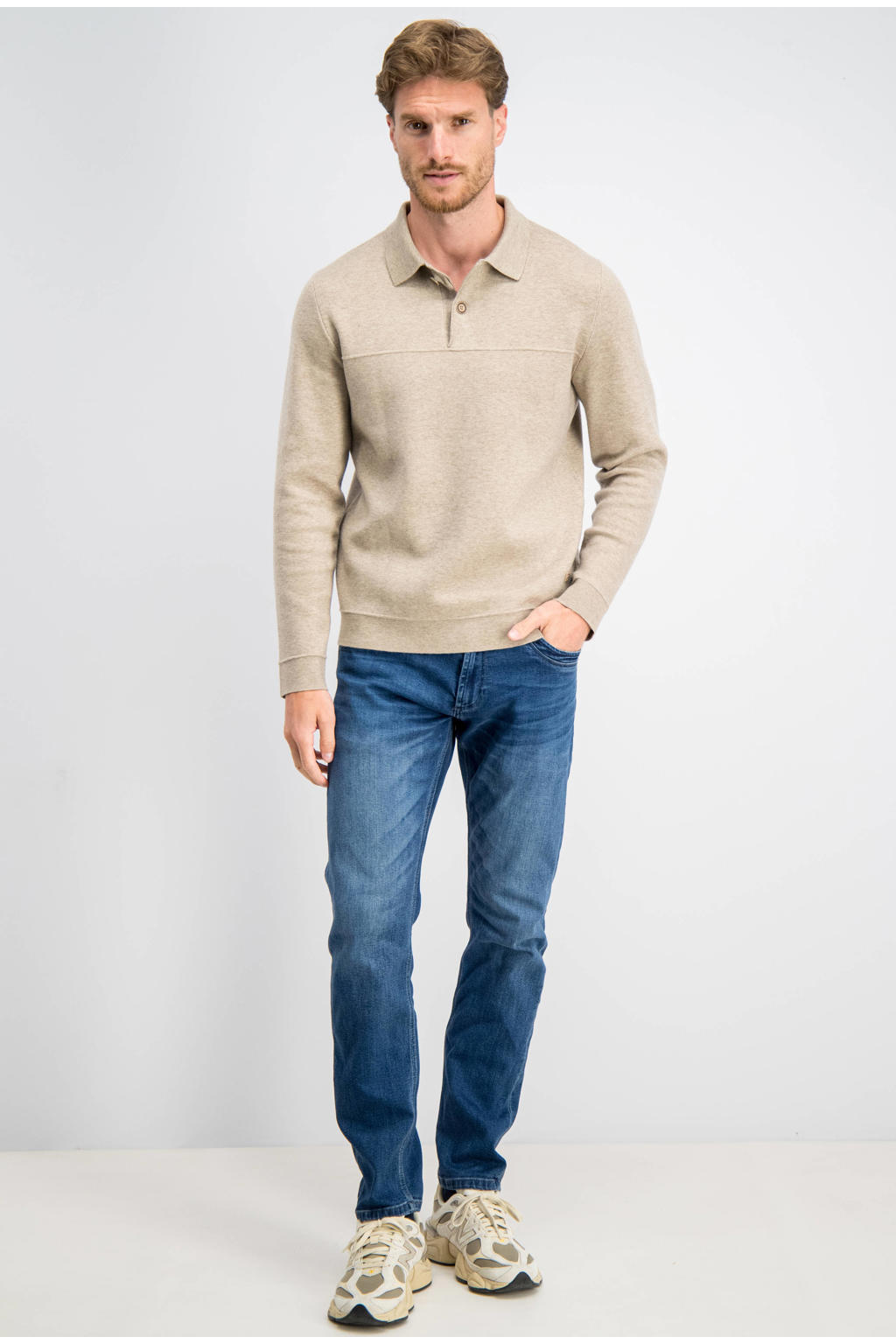 GABBIANO regular fit gebreide trui met wol - almond