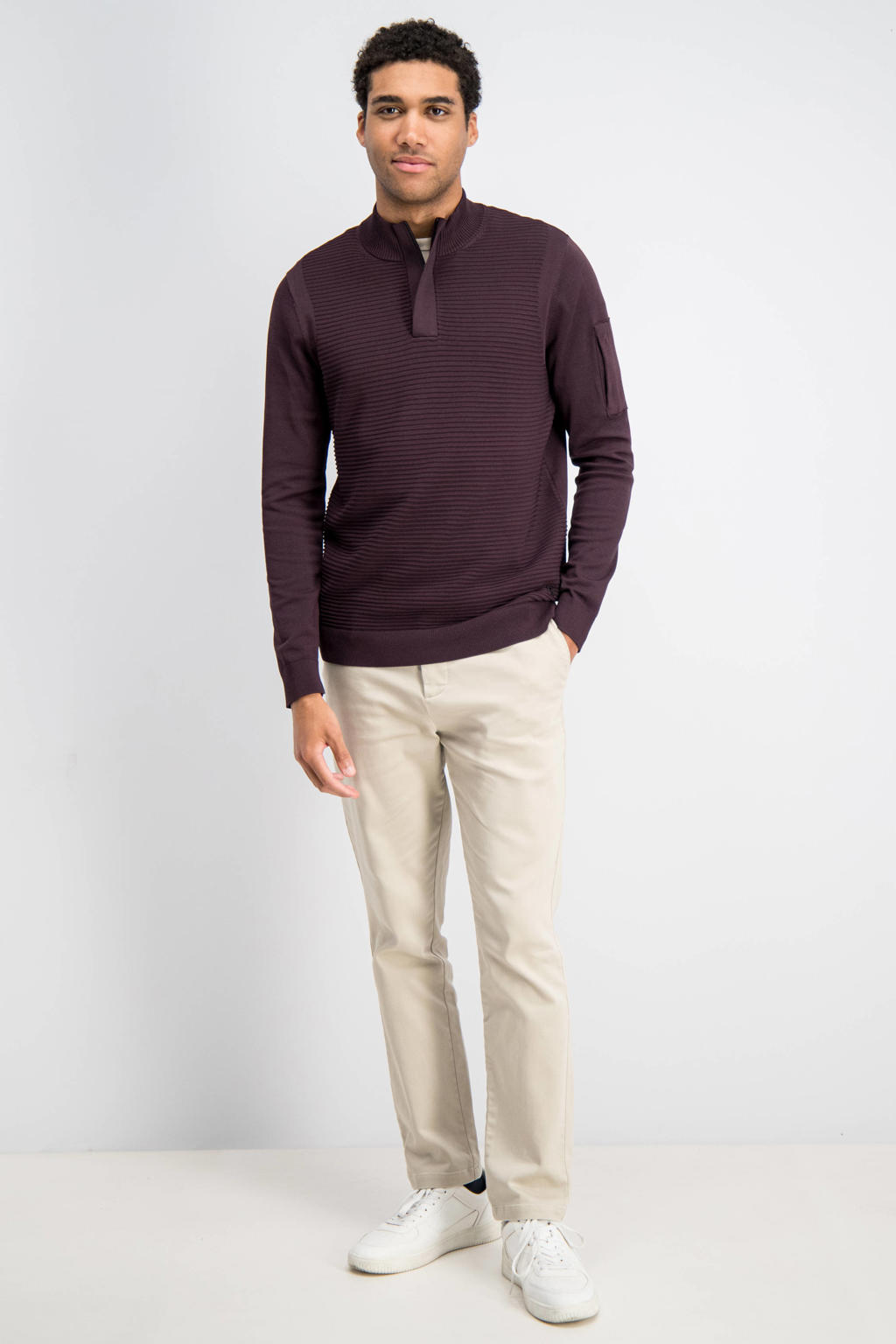 GABBIANO regular fit gebreide trui - bordeaux