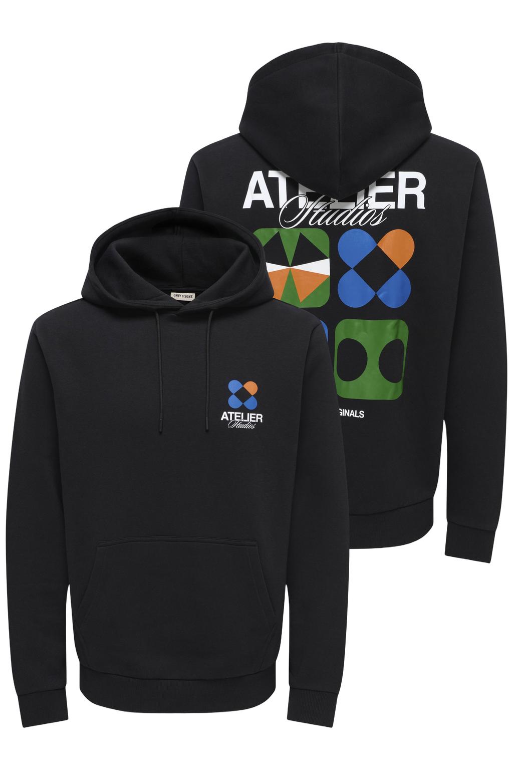 ONLY & SONS regular fit hoodie met backprint - zwart