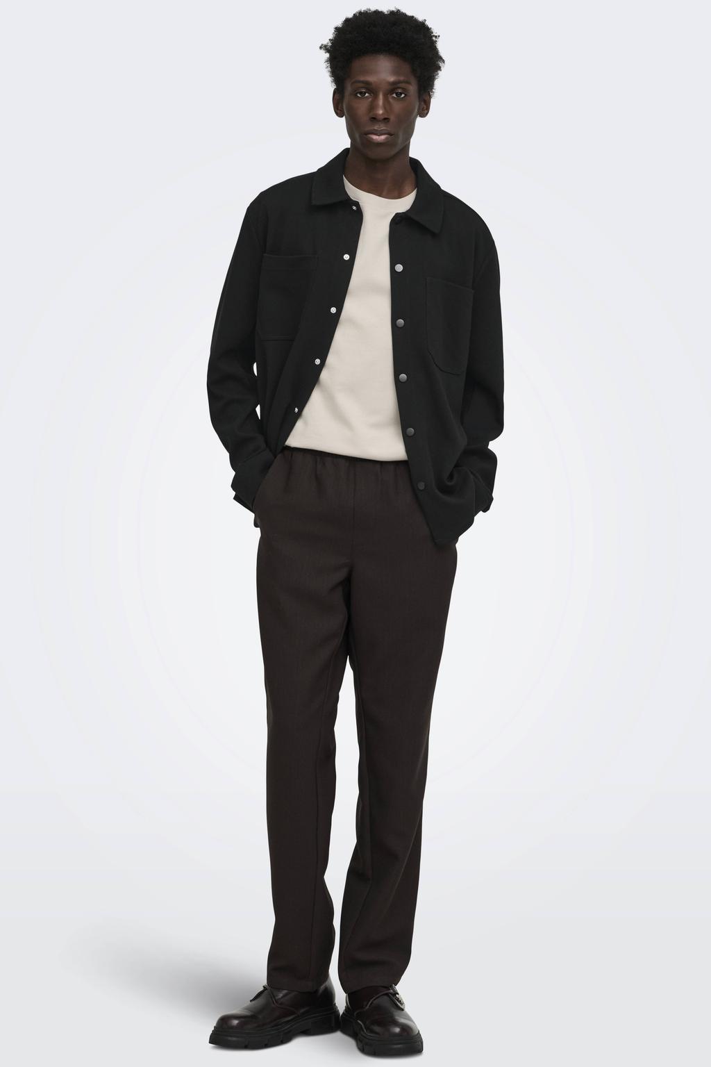 ONLY & SONS regular fit twill overshirt - zwart