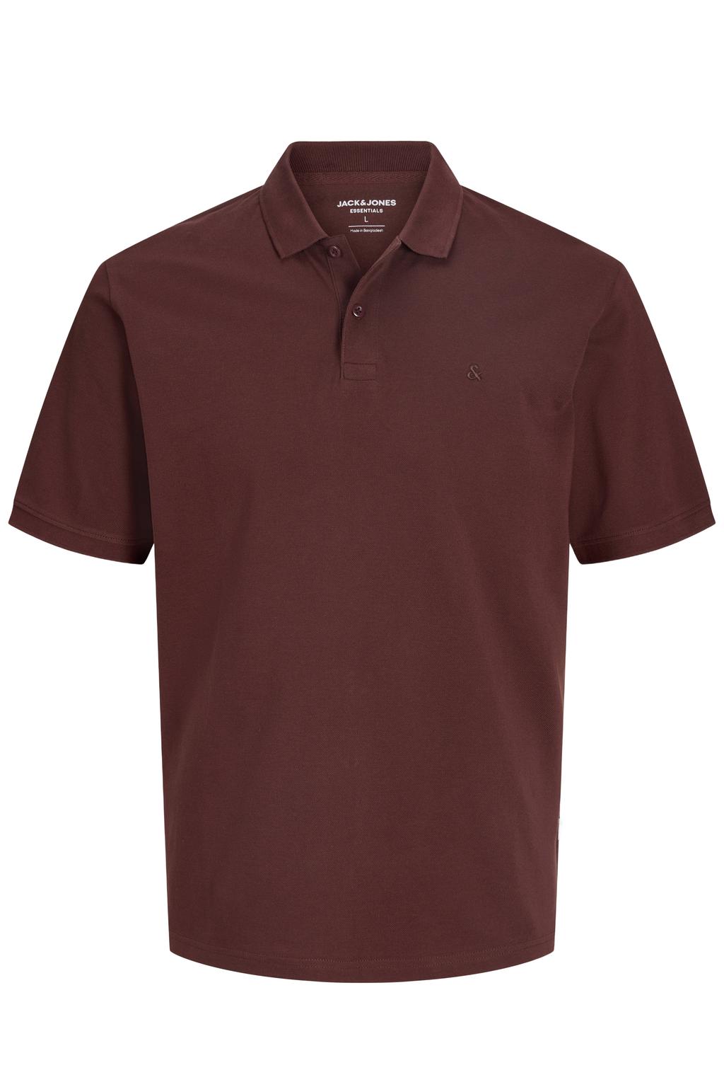 JACK & JONES ESSENTIALS slim fit piqué polo - roodbruin