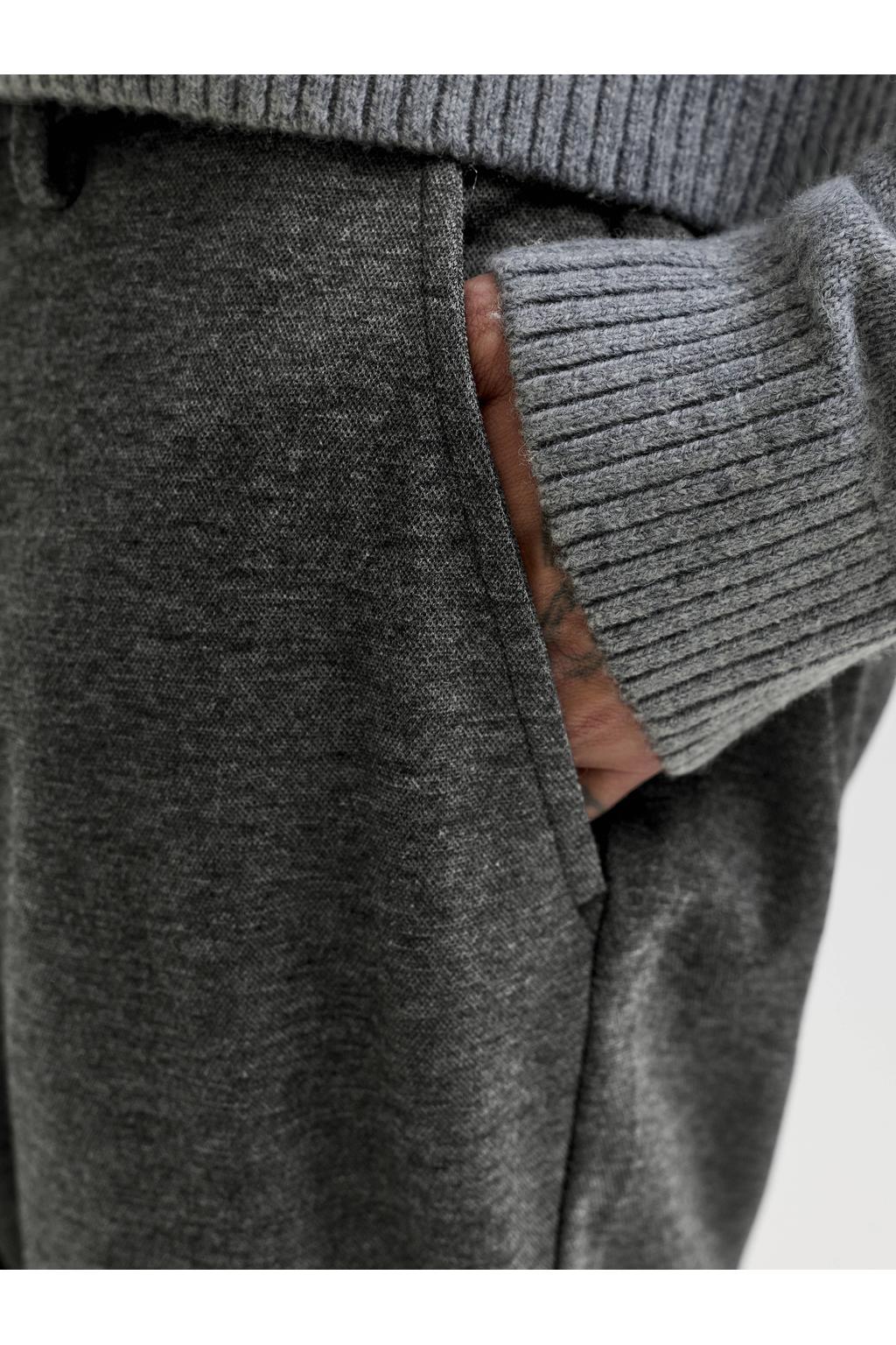JACK & JONES PANTS STUDIO regular fit gemêleerde chino - donkergrijs