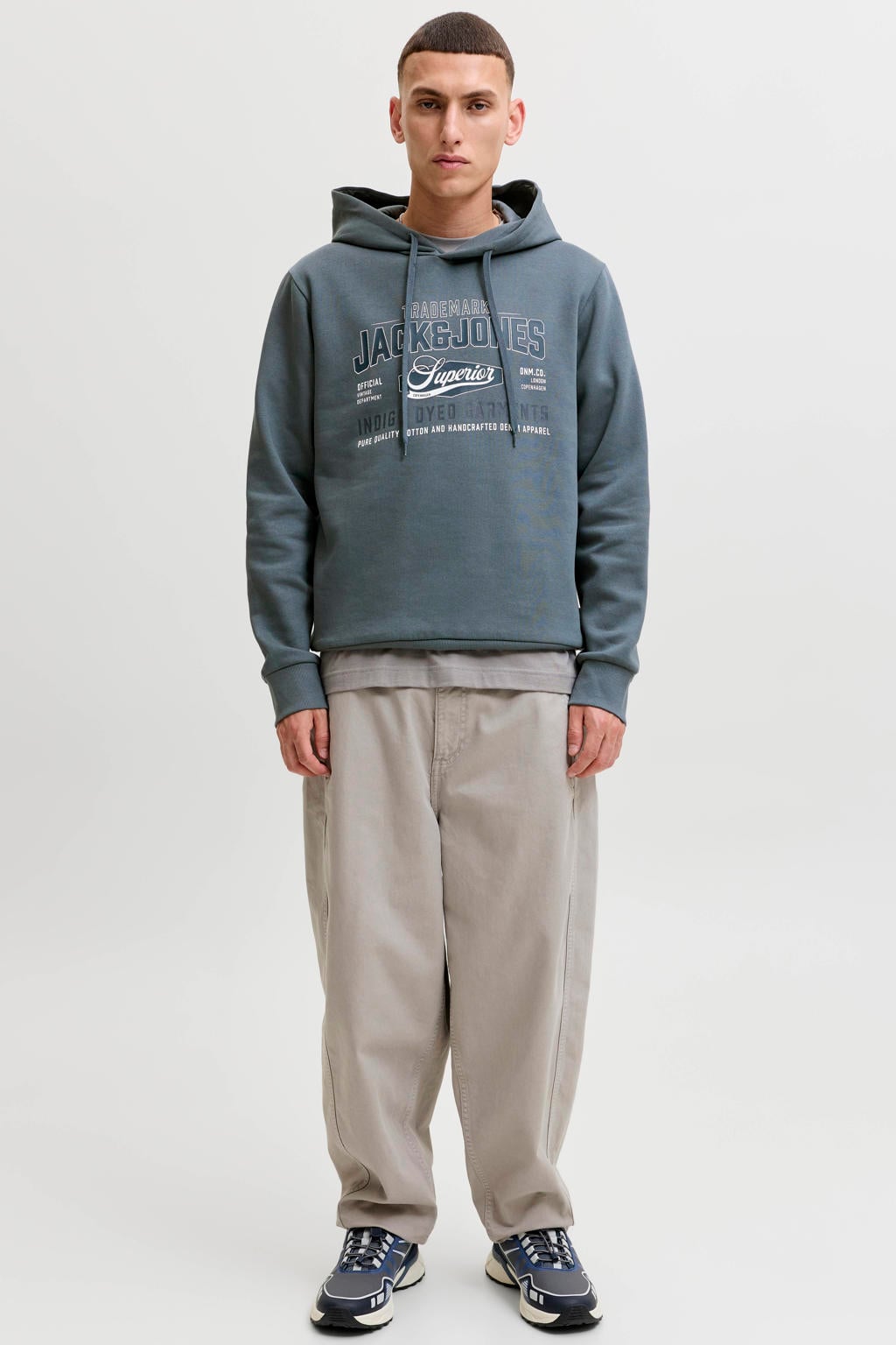 JACK & JONES ESSENTIALS regular fit hoodie met print - turbulence