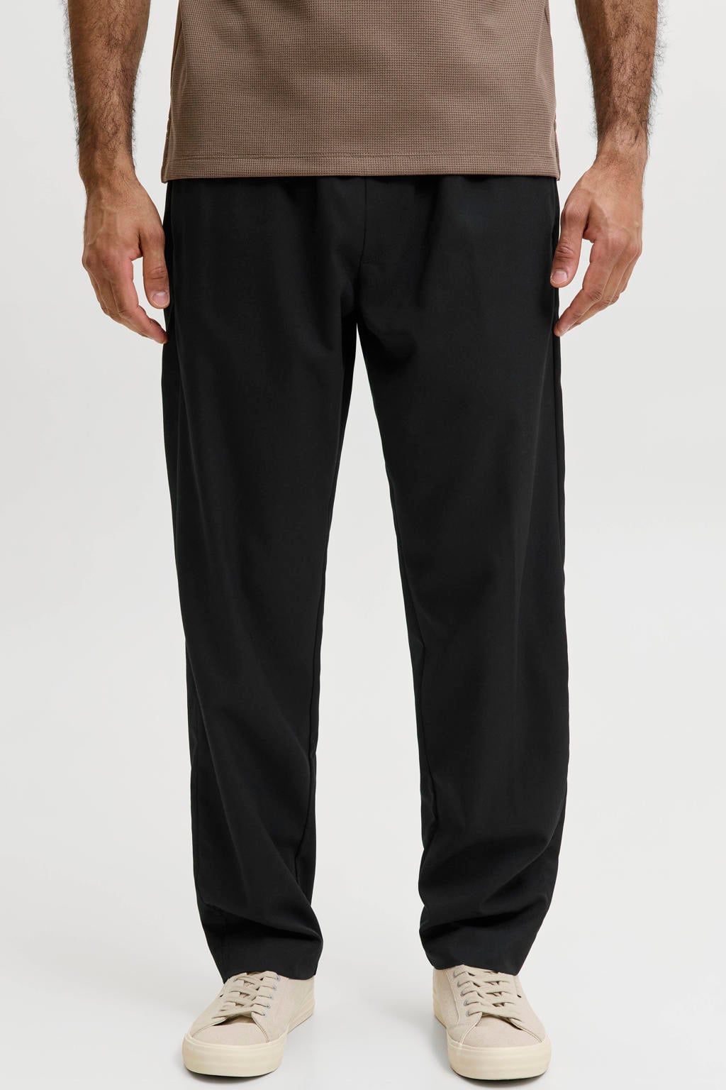 JACK & JONES PANTS STUDIO relaxed fit gebreide joggingbroek - zwart