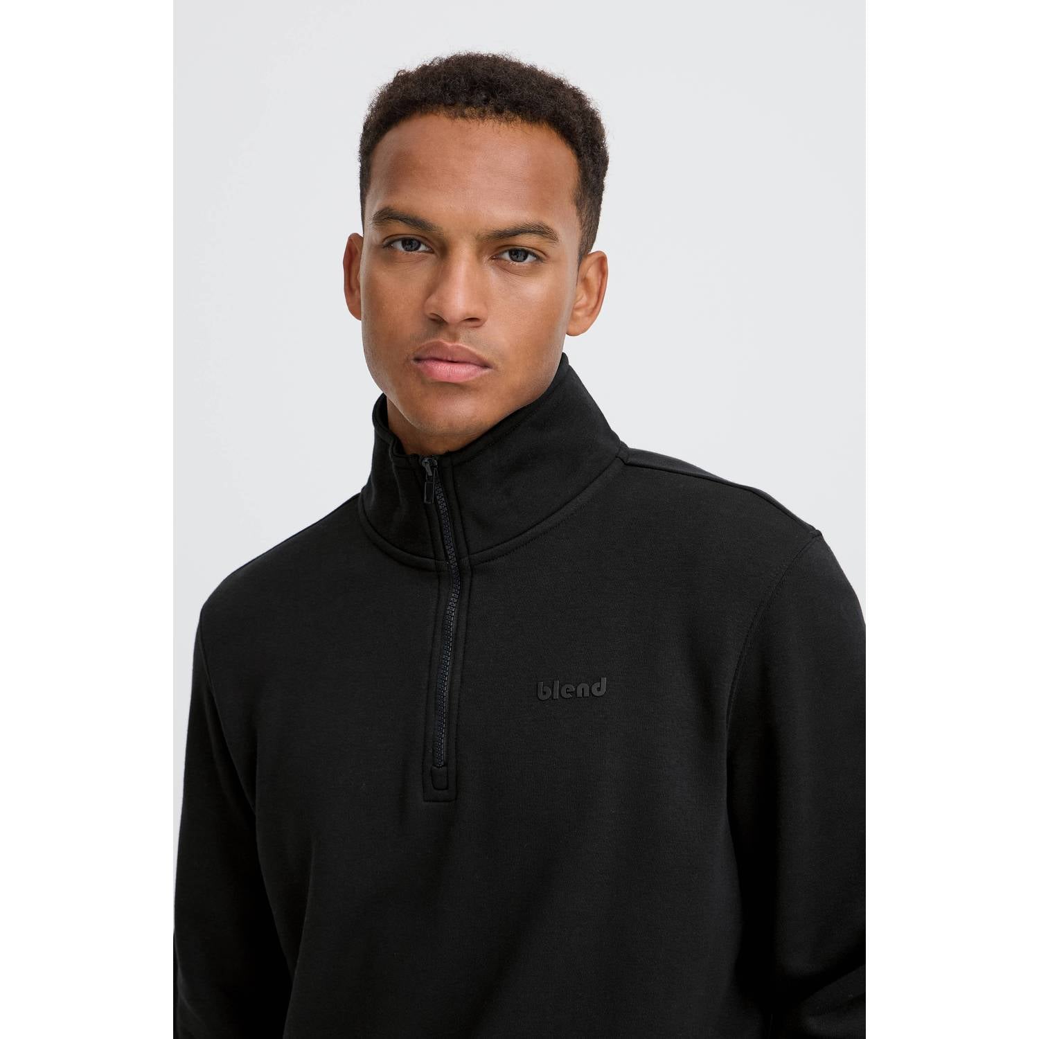 Blend regular fit sweater zwart